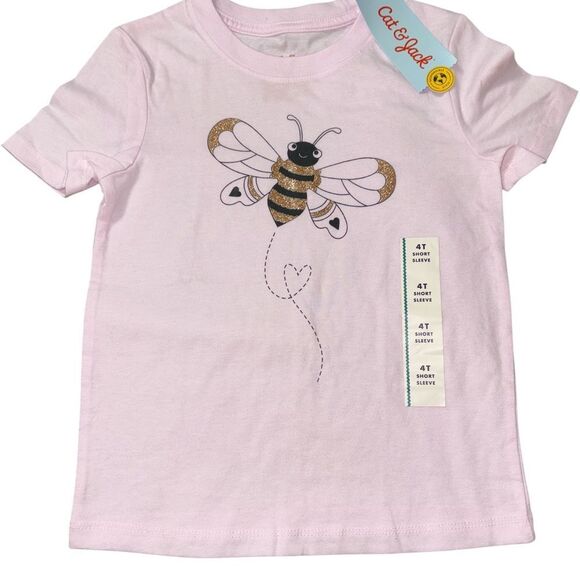 Nwt 4t Cat & Jack Pink Bee Graphic Kids T-Shirt - Picture 1 of 1
